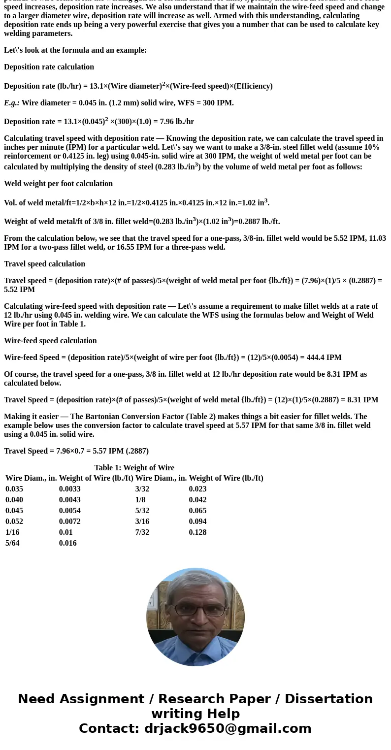  Explain how to measure the wire-feed ipm. The working range.SolutionMost welding professionals know the wire-feed speed (WFS) where a process runs well based o