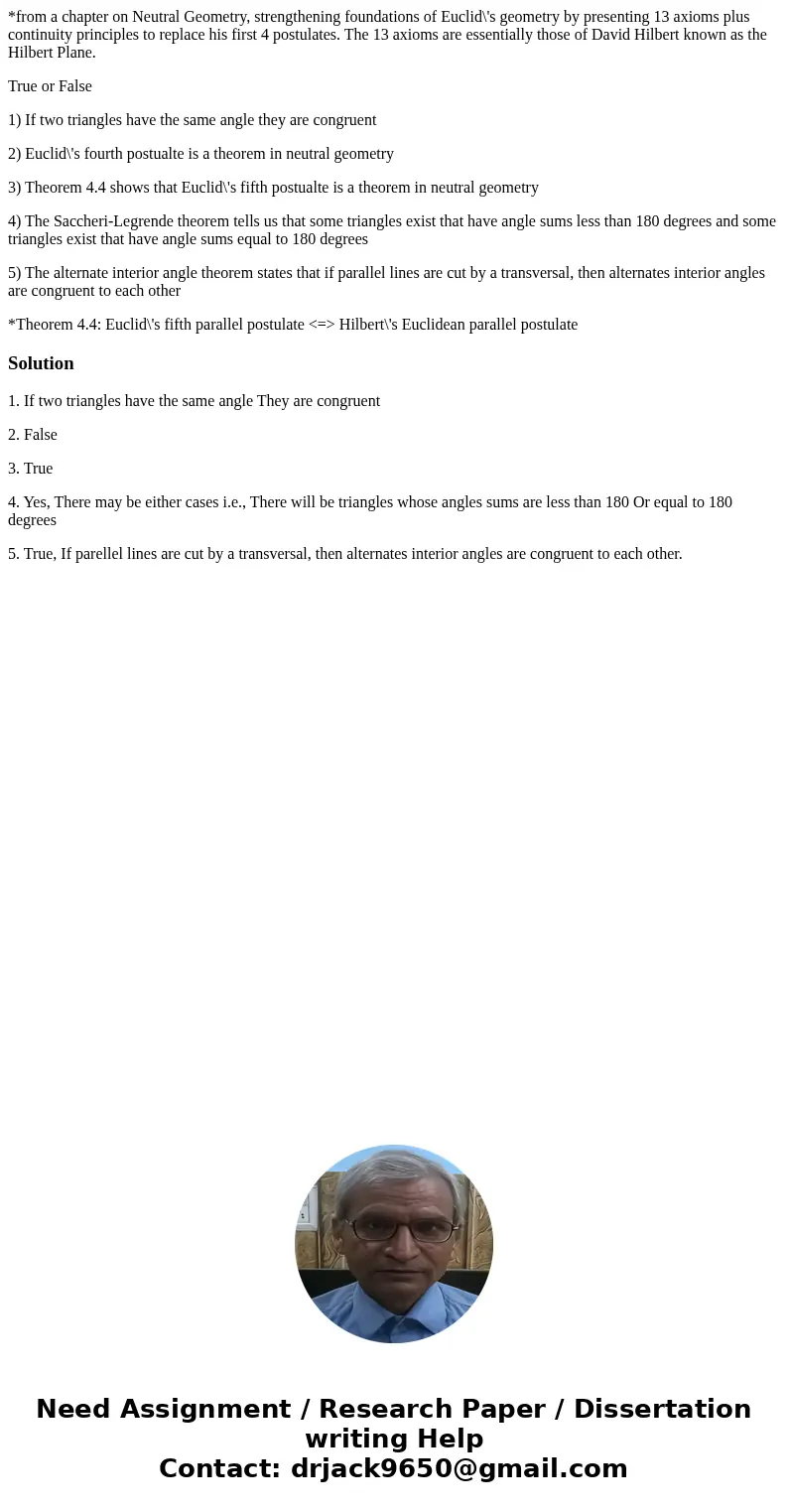 *from a chapter on Neutral Geometry, strengthening foundations of Euclid\'s geometry by presenting 13 axioms plus continuity principles to replace his first 4 p *from a chapter on Neutral Geometry, strengthening foundations of Euclid\'s geometry by presenting 13 axioms plus continuity principles to replace his first 4 p