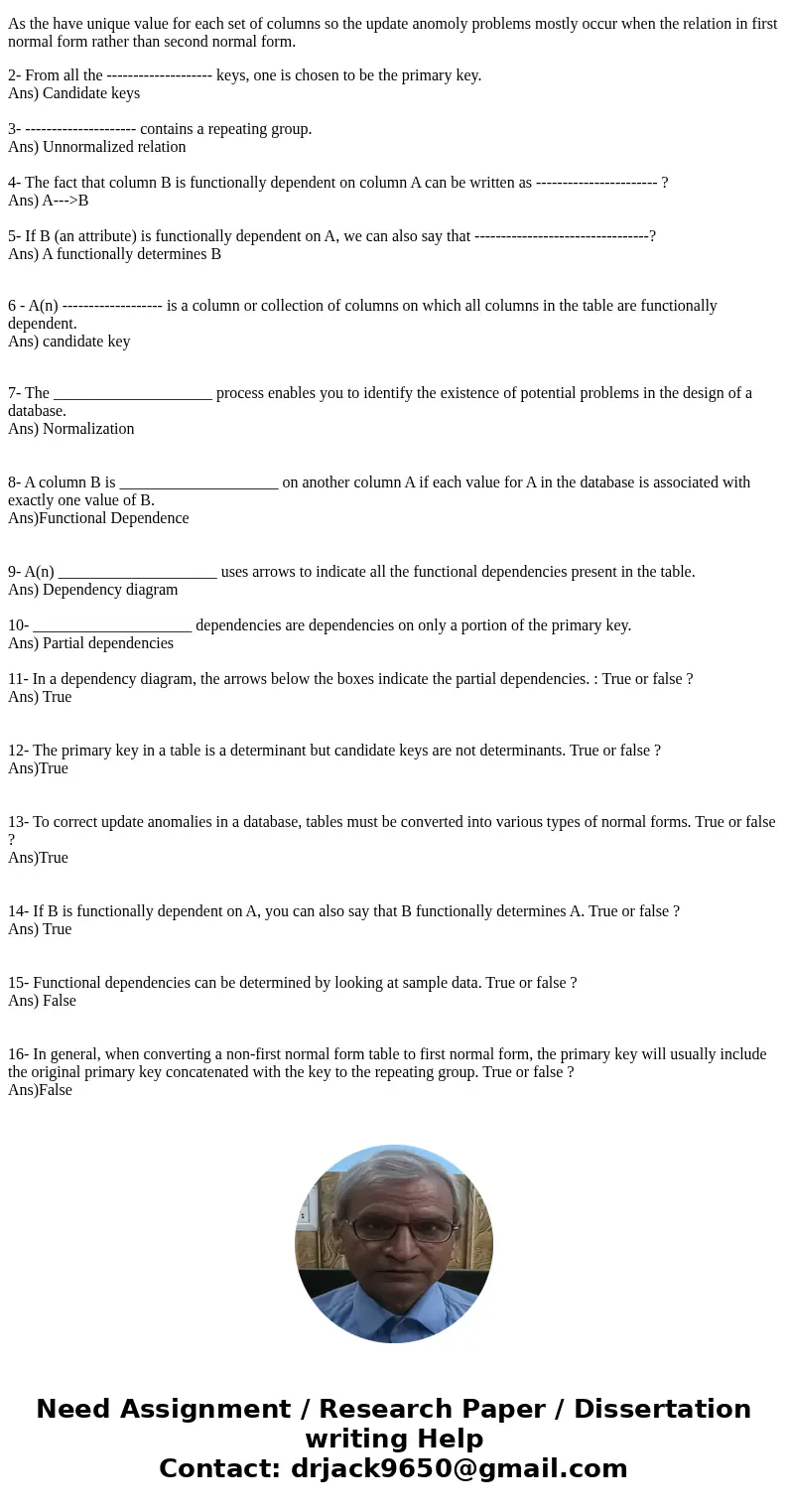 hello plzzz answer the correct answer 1- What are the four categories of update anomalies and why could these problems occur when a relation is in first normal  hello plzzz answer the correct answer 1- What are the four categories of update anomalies and why could these problems occur when a relation is in first normal