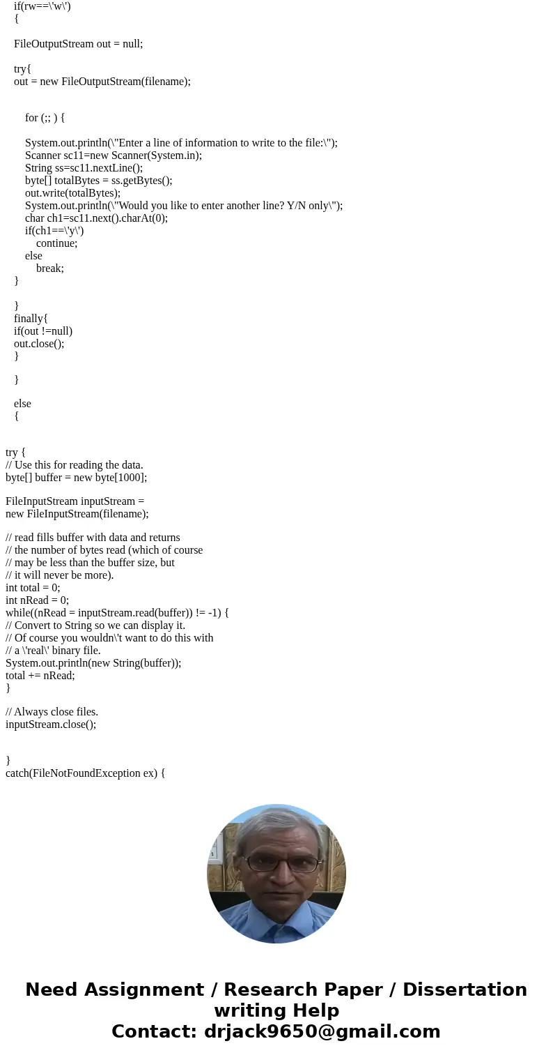 In Java, Write a program that reads and writes from binary or text files. Example Output: --------------------Configuration: <Default>-------------------- In Java, Write a program that reads and writes from binary or text files. Example Output: --------------------Configuration: <Default>--------------------