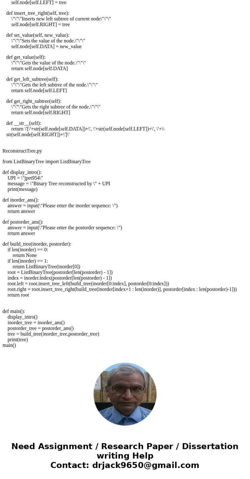 In this exercise we develop a method to reconstruct a binary tree from an inorder and postorder traversal sequence of the unknown tree. lease write a program R  In this exercise we develop a method to reconstruct a binary tree from an inorder and postorder traversal sequence of the unknown tree. lease write a program R