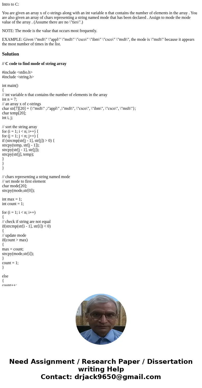 Intro to C: You are given an array x of c-strings along with an int variable n that contains the number of elements in the array . You are also given an array o Intro to C: You are given an array x of c-strings along with an int variable n that contains the number of elements in the array . You are also given an array o