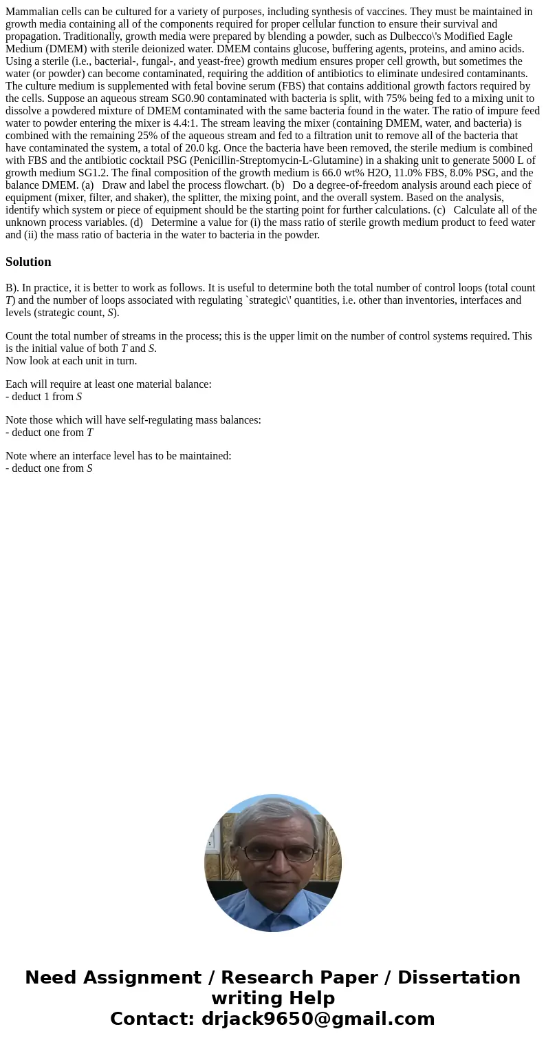 Mammalian cells can be cultured for a variety of purposes, including synthesis of vaccines. They must be maintained in growth media containing all of the compon Mammalian cells can be cultured for a variety of purposes, including synthesis of vaccines. They must be maintained in growth media containing all of the compon