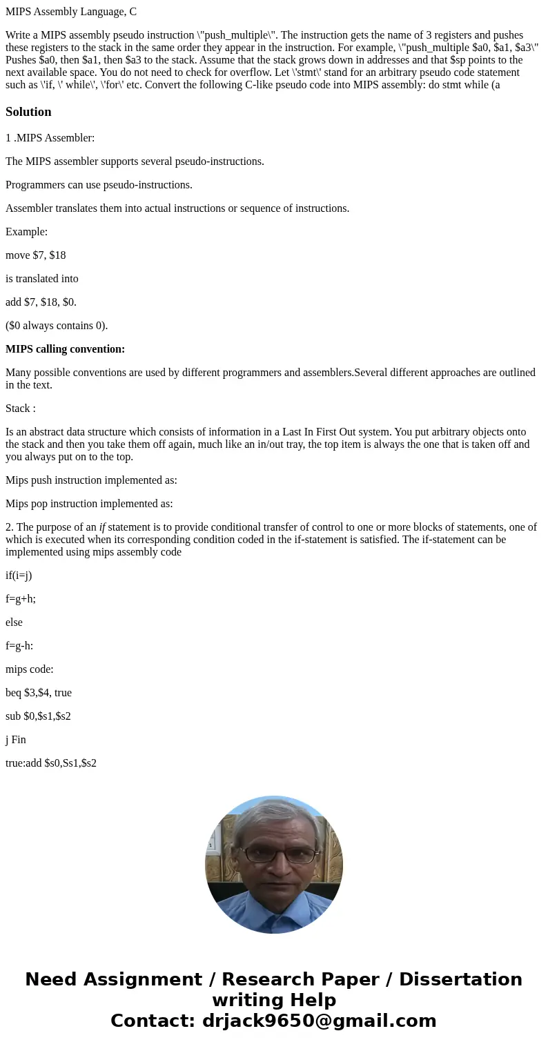MIPS Assembly Language, C Write a MIPS assembly pseudo instruction \ MIPS Assembly Language, C Write a MIPS assembly pseudo instruction \