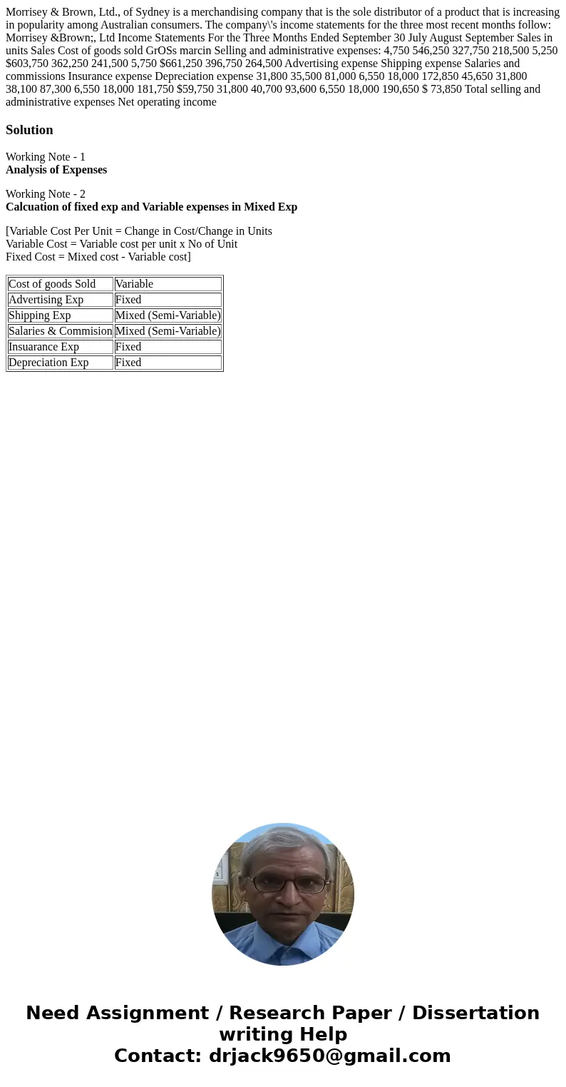 Morrisey & Brown, Ltd., of Sydney is a merchandising company that is the sole distributor of a product that is increasing in popularity among Australian co  Morrisey & Brown, Ltd., of Sydney is a merchandising company that is the sole distributor of a product that is increasing in popularity among Australian co