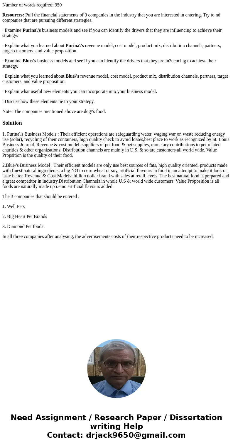 Number of words required: 950 Resources: Pull the financial statements of 3 companies in the industry that you are interested in entering. Try to nd companies t Number of words required: 950 Resources: Pull the financial statements of 3 companies in the industry that you are interested in entering. Try to nd companies t