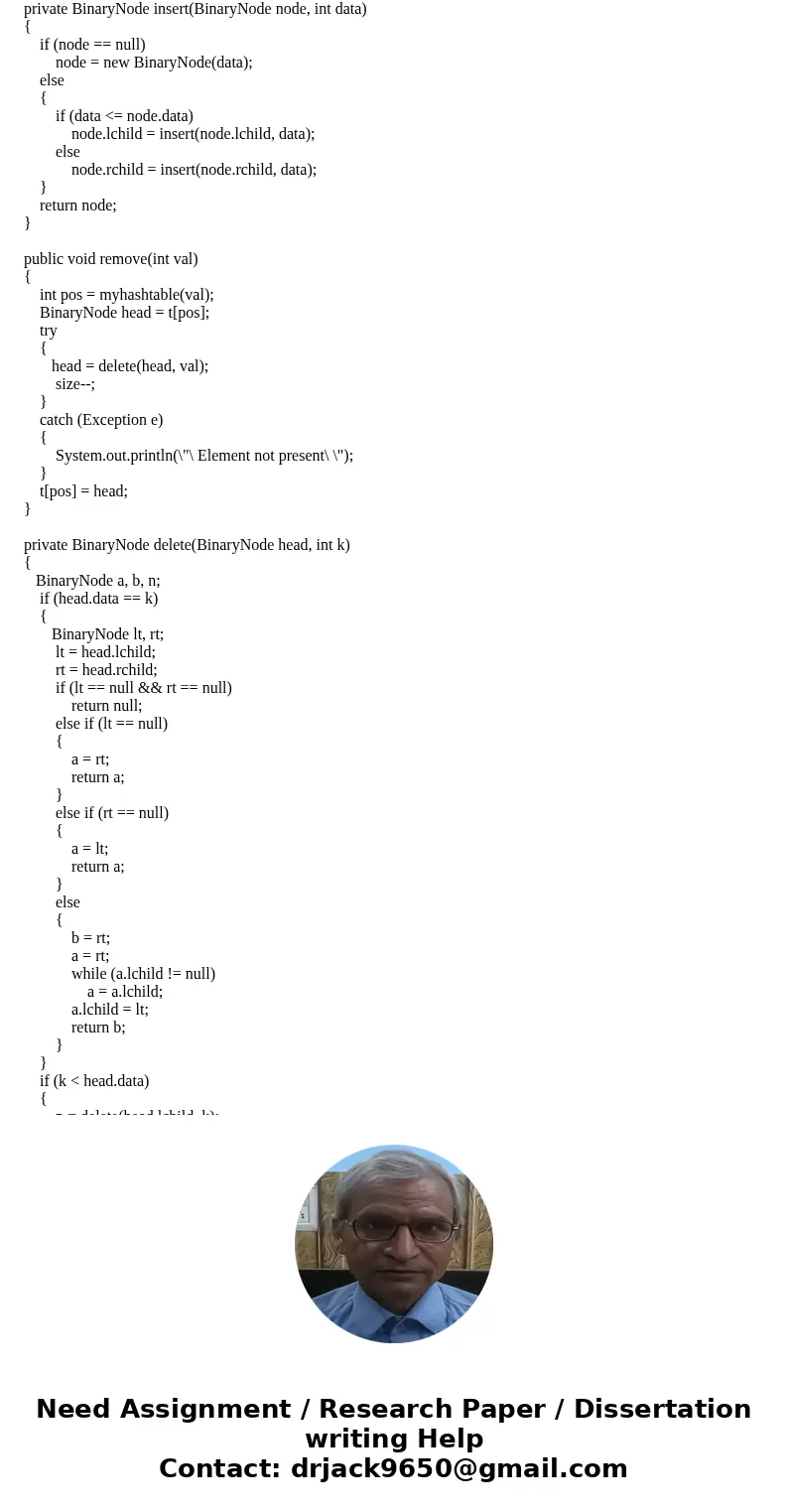 ( PLEASE SHOW HOW TO IMPLEMENT THE DELETION FUNCTION ) SAMPLE OUTPUT: Instead of using a linked list to resolve collisions, as in separate chaining, use a binar ( PLEASE SHOW HOW TO IMPLEMENT THE DELETION FUNCTION ) SAMPLE OUTPUT: Instead of using a linked list to resolve collisions, as in separate chaining, use a binar