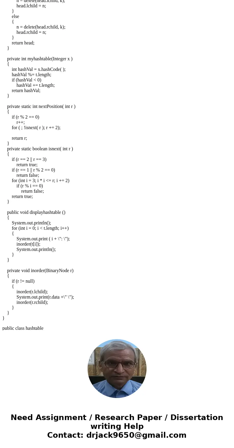 ( PLEASE SHOW HOW TO IMPLEMENT THE DELETION FUNCTION ) SAMPLE OUTPUT: Instead of using a linked list to resolve collisions, as in separate chaining, use a binar ( PLEASE SHOW HOW TO IMPLEMENT THE DELETION FUNCTION ) SAMPLE OUTPUT: Instead of using a linked list to resolve collisions, as in separate chaining, use a binar