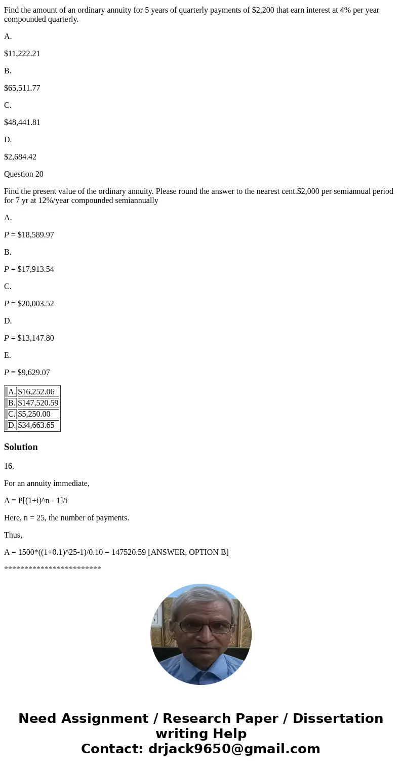 Question 16 If a merchant deposits $1,500 annually at the end of each tax year in an IRA account paying interest at the rate of 10%/year compounded annually, ho Question 16 If a merchant deposits $1,500 annually at the end of each tax year in an IRA account paying interest at the rate of 10%/year compounded annually, ho