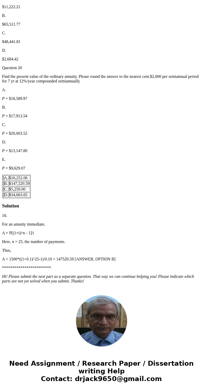 Question 16 If a merchant deposits $1,500 annually at the end of each tax year in an IRA account paying interest at the rate of 10%/year compounded annually, ho Question 16 If a merchant deposits $1,500 annually at the end of each tax year in an IRA account paying interest at the rate of 10%/year compounded annually, ho