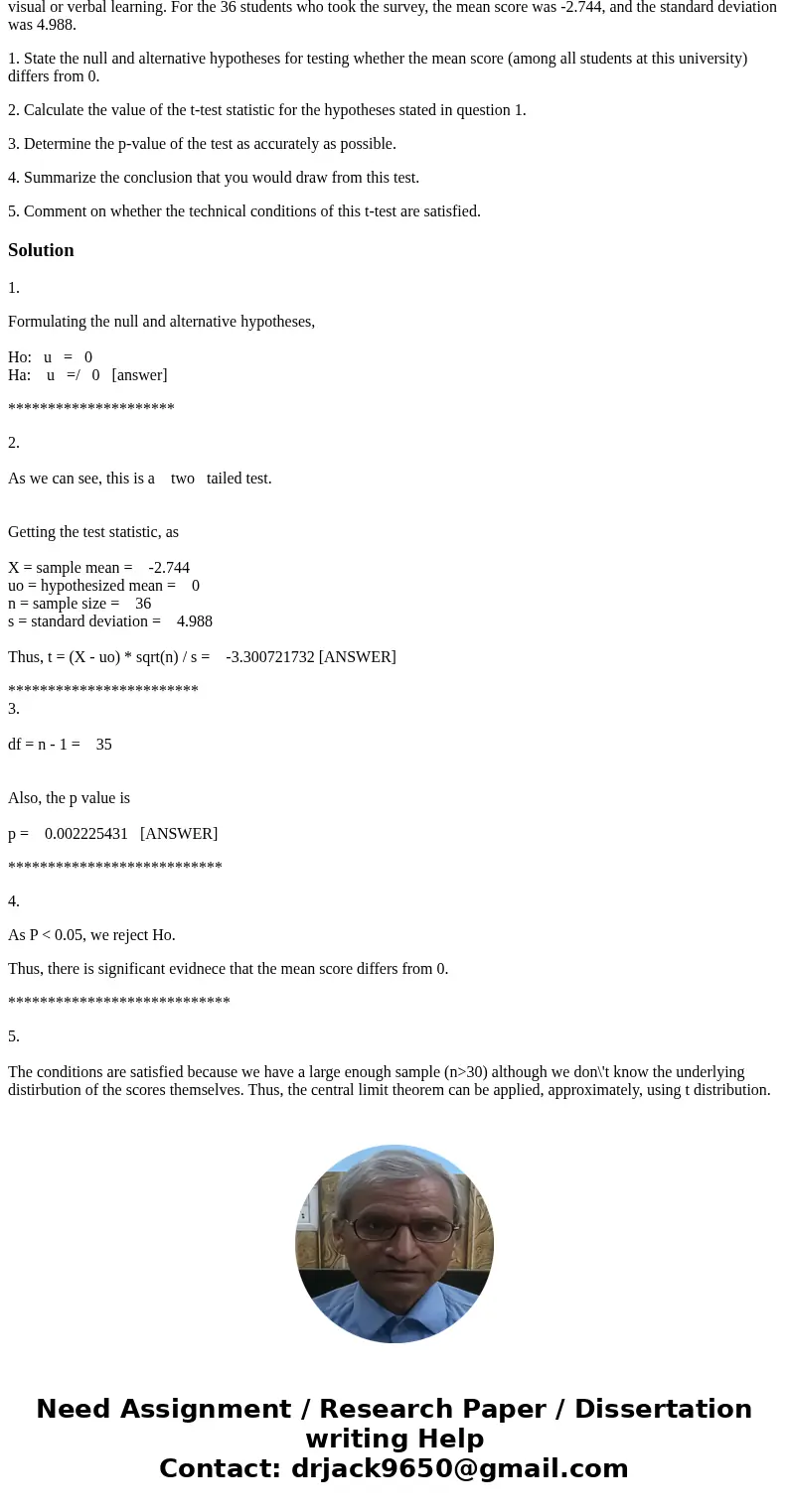 Students enrolled in an introductory statistics course at a university were asked to take a survey that indicated whether the student’s learning style was more  Students enrolled in an introductory statistics course at a university were asked to take a survey that indicated whether the student’s learning style was more
