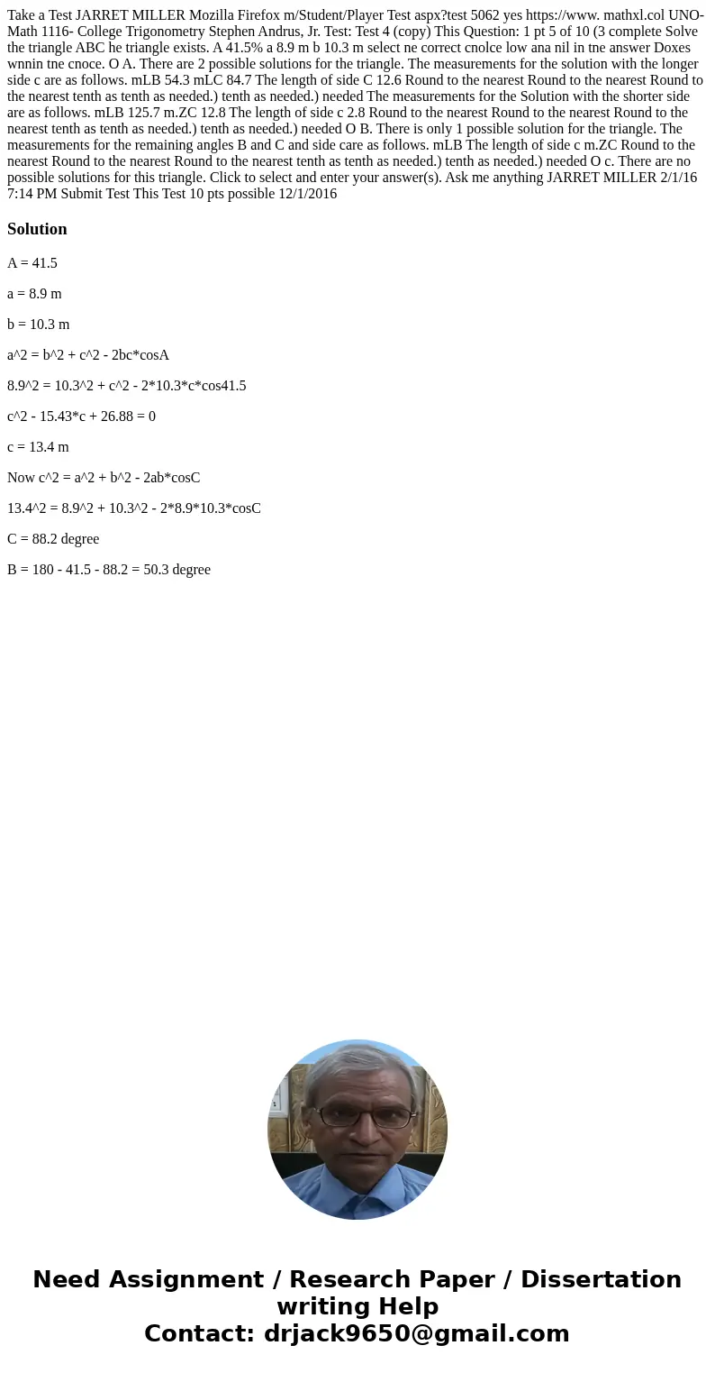 Take a Test JARRET MILLER Mozilla Firefox m/Student/Player Test aspx?test 5062 yes https://www. mathxl.col UNO- Math 1116- College Trigonometry Stephen Andrus,  Take a Test JARRET MILLER Mozilla Firefox m/Student/Player Test aspx?test 5062 yes https://www. mathxl.col UNO- Math 1116- College Trigonometry Stephen Andrus,