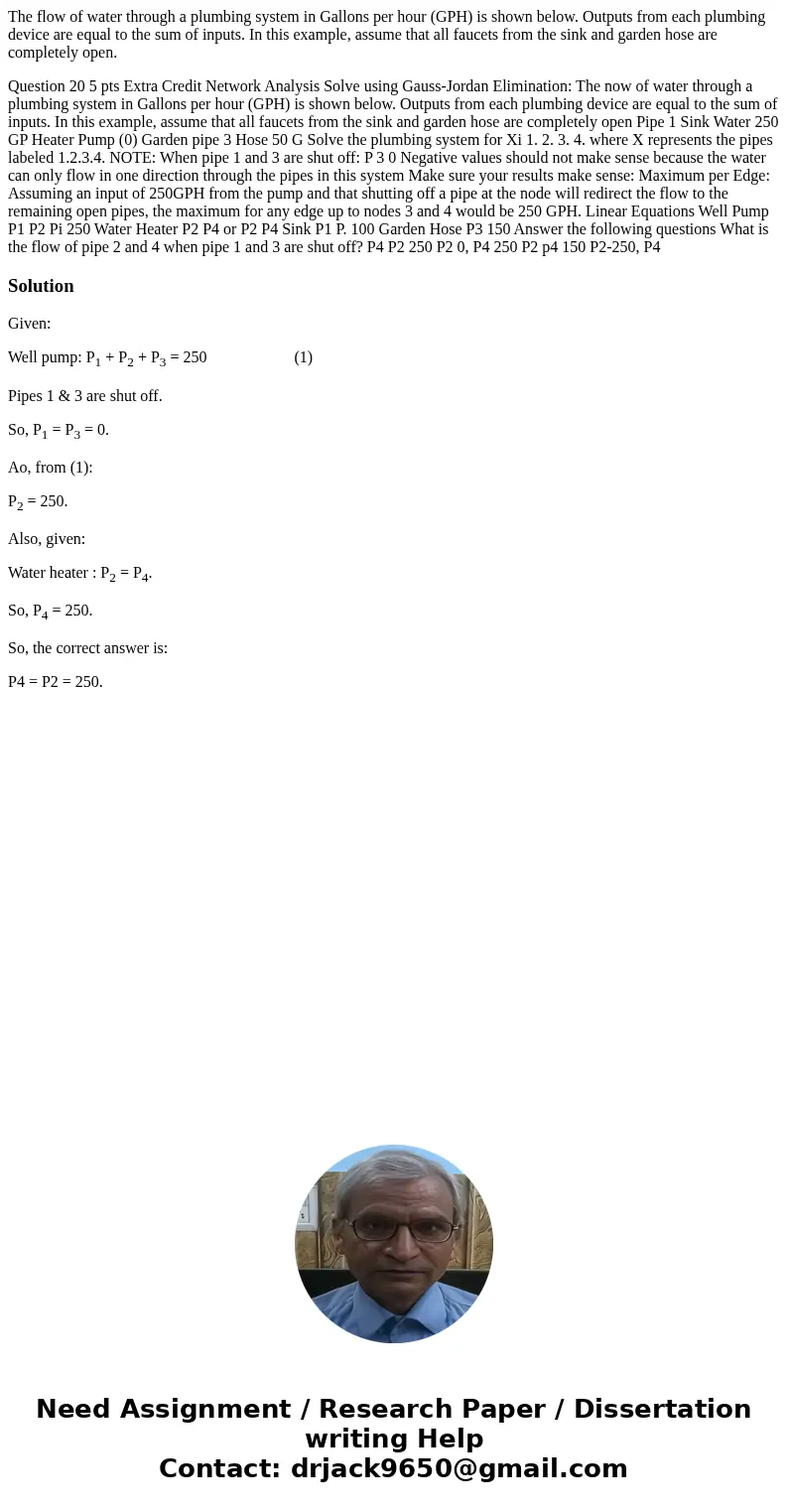The flow of water through a plumbing system in Gallons per hour (GPH) is shown below. Outputs from each plumbing device are equal to the sum of inputs. In this  The flow of water through a plumbing system in Gallons per hour (GPH) is shown below. Outputs from each plumbing device are equal to the sum of inputs. In this