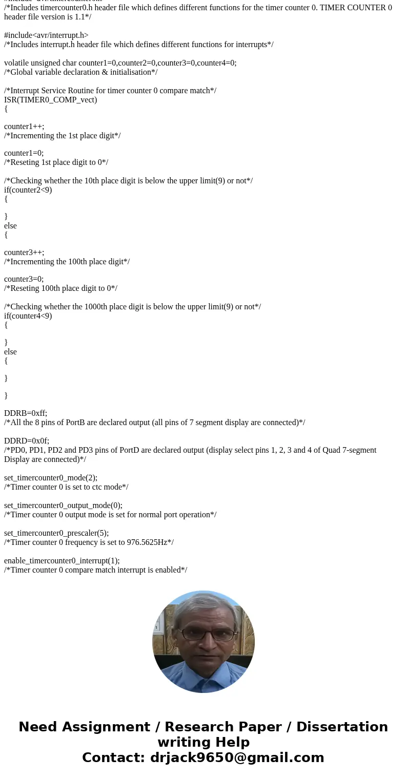 Timer Interrupt Programming and Multiplexing Objectives 1. Students will program an interrupt driven multiplexed 4 digit 7 segment display driver in C. Program  Timer Interrupt Programming and Multiplexing Objectives 1. Students will program an interrupt driven multiplexed 4 digit 7 segment display driver in C. Program