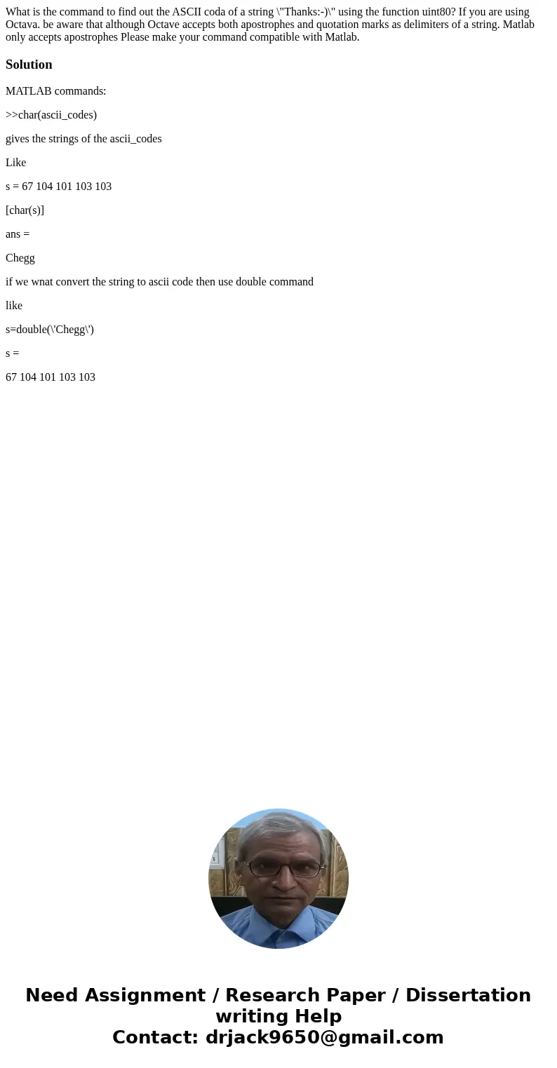 What is the command to find out the ASCII coda of a string \  What is the command to find out the ASCII coda of a string \