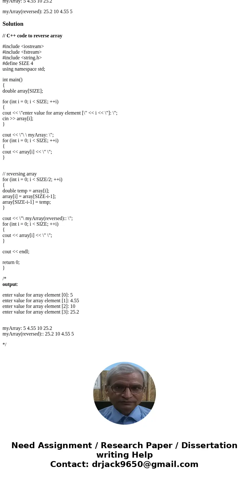 Write a c program to read 4 numbers and then print them in reverse order. Use a symbolic constant to declare and process the array. Example: enter value for arr