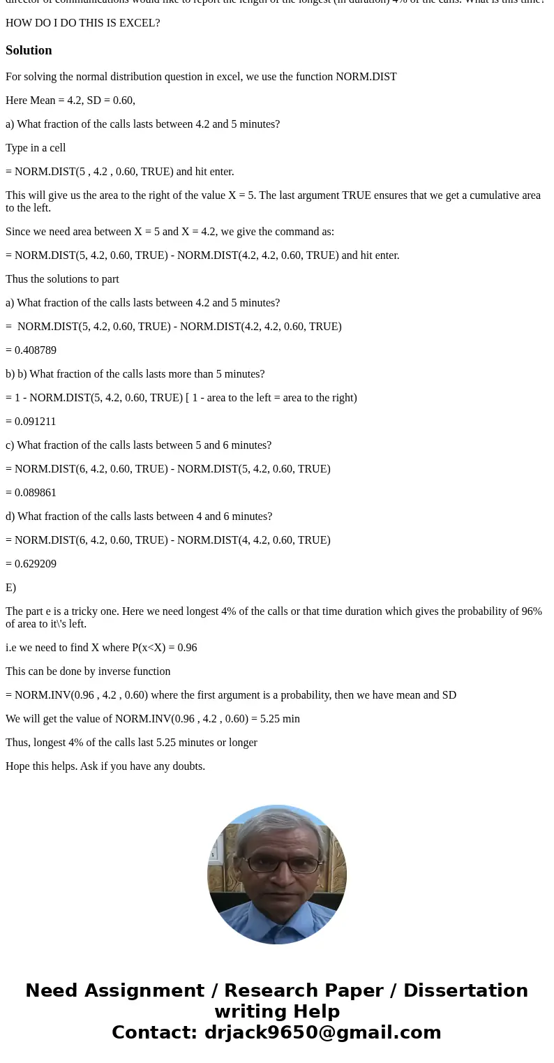 A study of long distance phone calls made from General Electric Corporate Headquarters in Fairfield, Connecticut, revealed the length of the calls, in minutes,  A study of long distance phone calls made from General Electric Corporate Headquarters in Fairfield, Connecticut, revealed the length of the calls, in minutes,