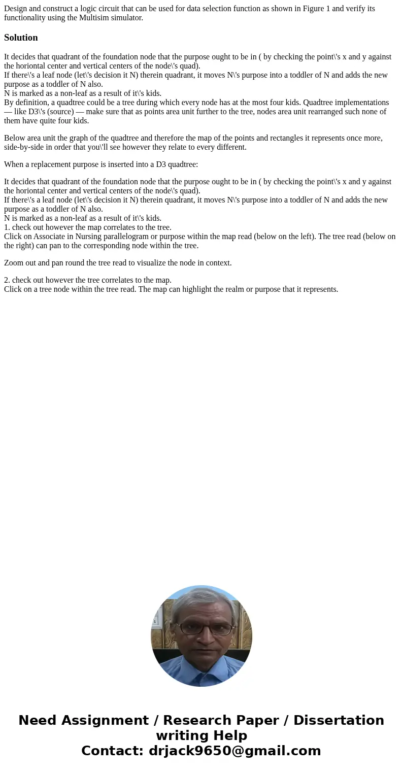  Design and construct a logic circuit that can be used for data selection function as shown in Figure 1 and verify its functionality using the Multisim simulato