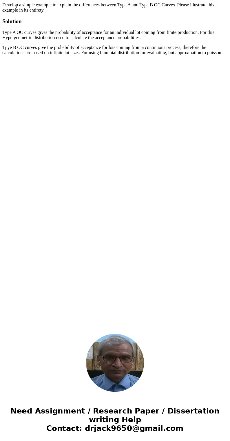 Develop a simple example to explain the differences between Type A and Type B OC Curves. Please illustrate this example in its entiretySolutionType A OC curves  Develop a simple example to explain the differences between Type A and Type B OC Curves. Please illustrate this example in its entiretySolutionType A OC curves