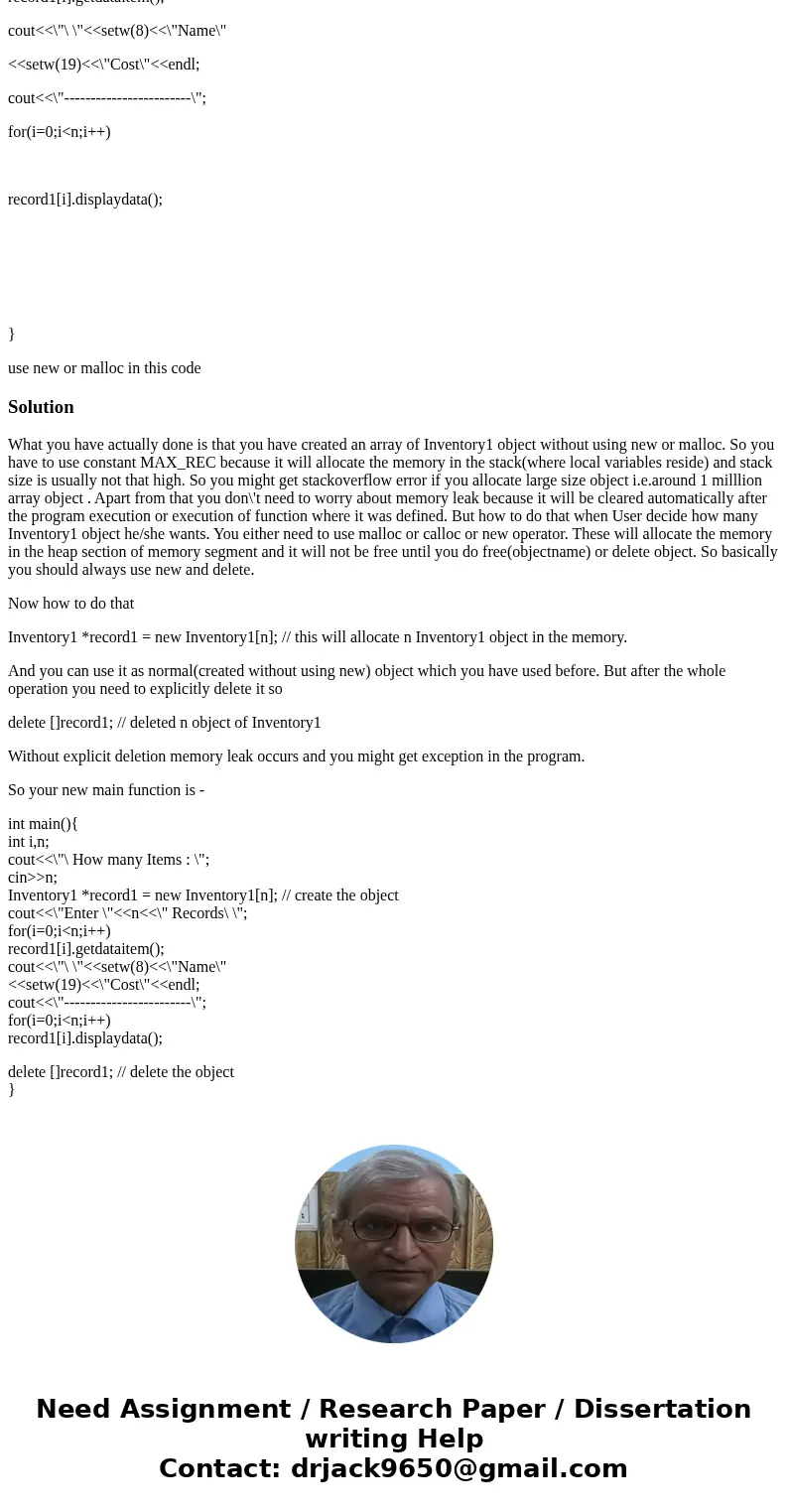 Do the following problem (it is different than on the slides) You will be making an inventory program. Let the user decide a number between 1-10 items. allocate