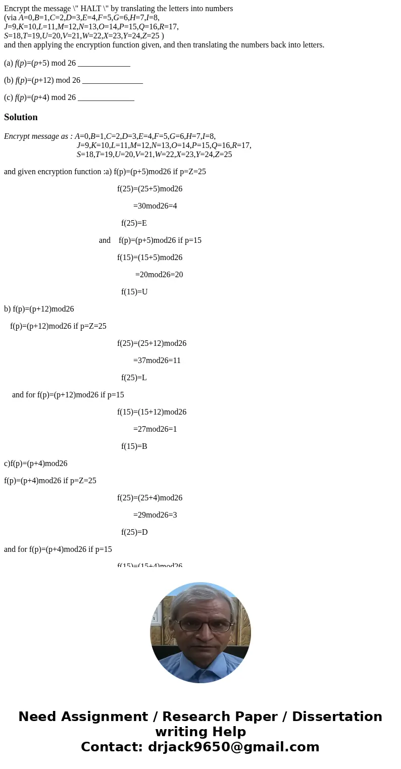 Encrypt the message \