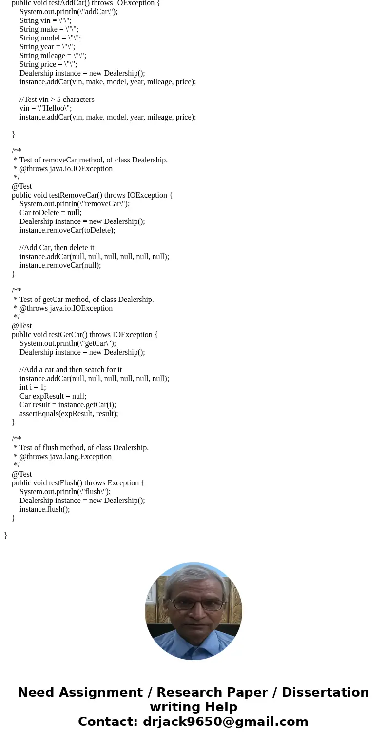 Goal: The goal of this assignment is to help students understand the use of JUnit to test Java code. Description: In this assignment you will create a set of un