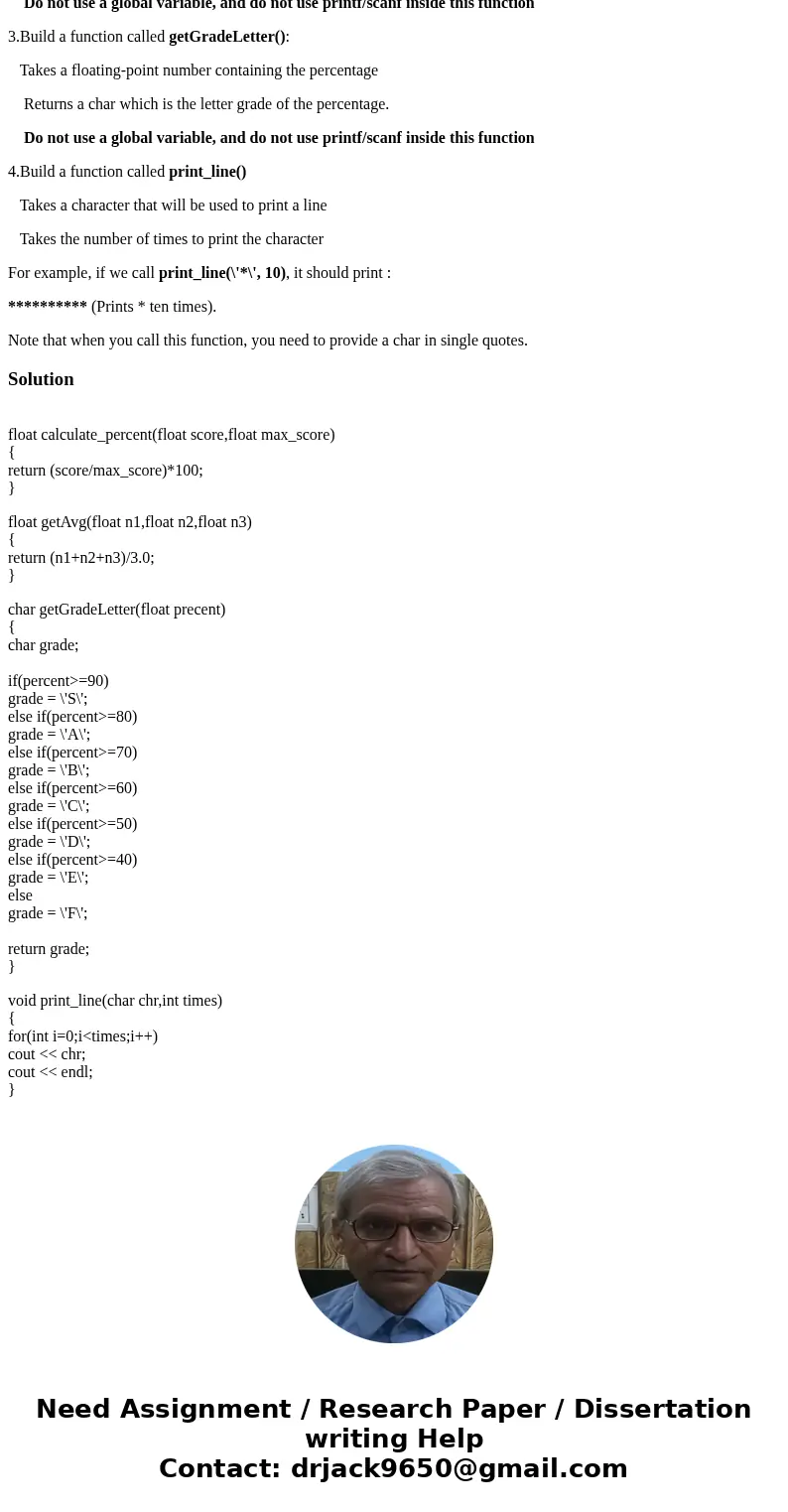 Hi! This is for c++. Thanks 1.Build a function called calculate_percent() with the following properties: Takes 2 floating-point numbers called \