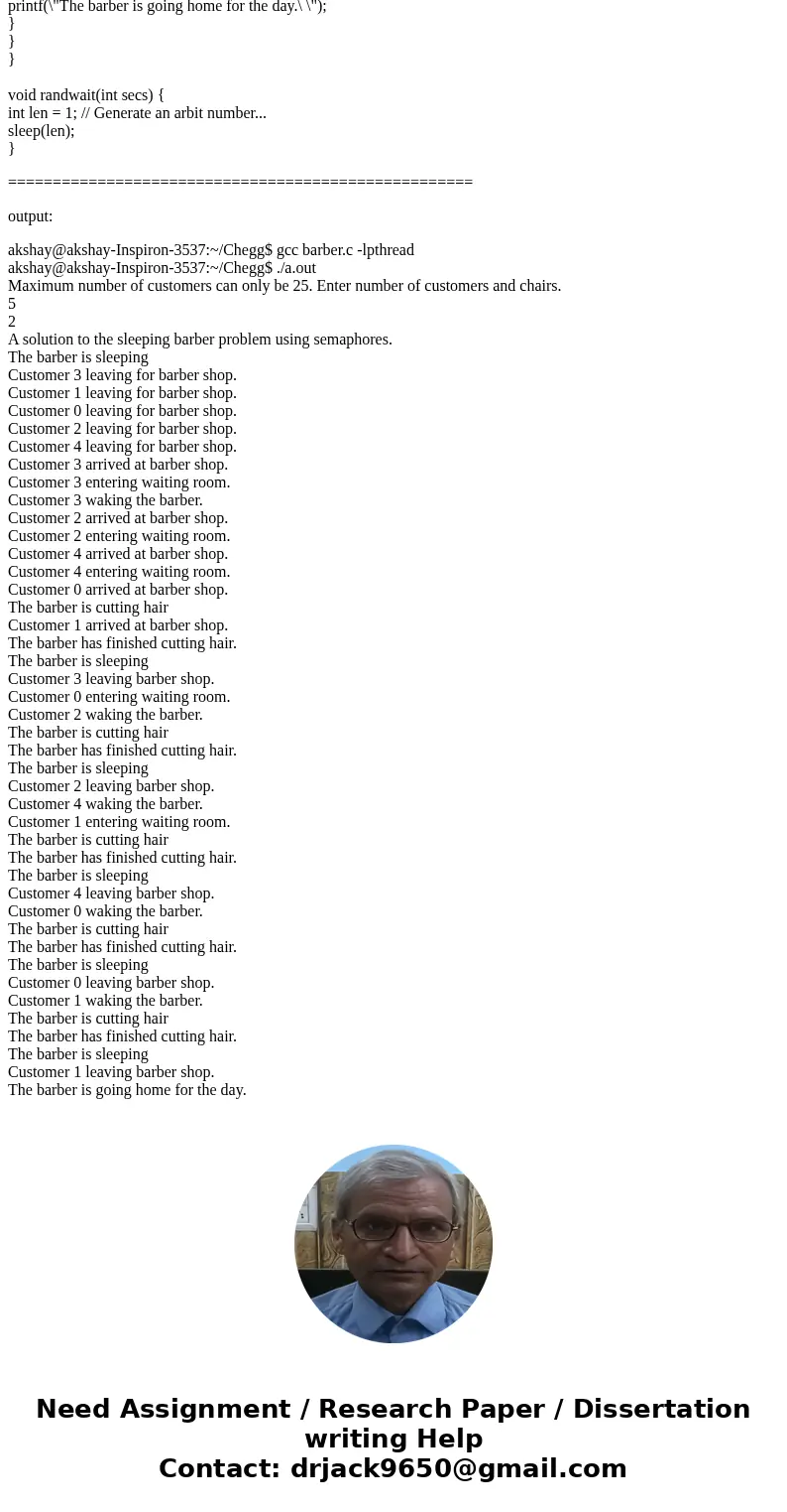 How do I solve the barbershop problem in C, using pthreads? A barbershop consists of a waiting room with n chairs, and the barber room containing the barber cha