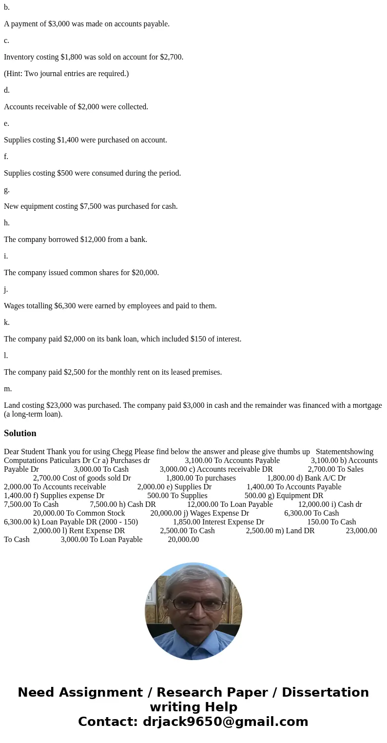Please, I need correct answers and clear explanation. Thanks, (Prepare journal entries) Required For each of the following transactions, construct journal entri Please, I need correct answers and clear explanation. Thanks, (Prepare journal entries) Required For each of the following transactions, construct journal entri