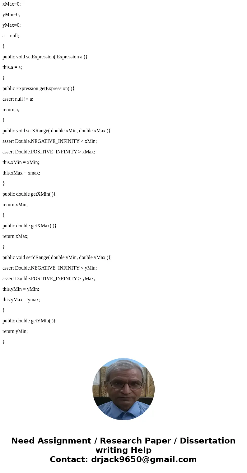 Please use java to write a program Graphing Create a class expr.ChartData with a 0 argument constructor and following methods public void setExpression( Express