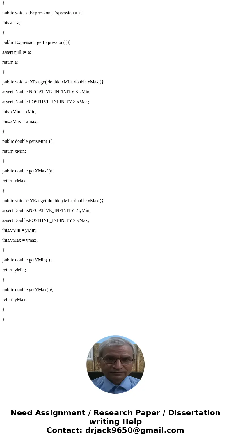 Please use java to write a program Graphing Create a class expr.ChartData with a 0 argument constructor and following methods public void setExpression( Express
