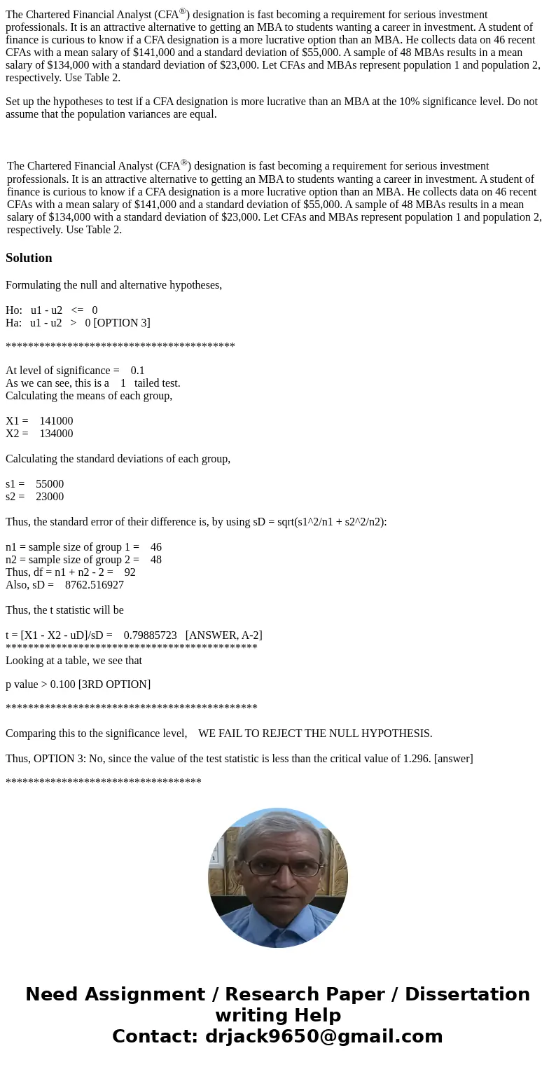 The Chartered Financial Analyst (CFA®) designation is fast becoming a requirement for serious investment professionals. It is an attractive alternative to getti The Chartered Financial Analyst (CFA®) designation is fast becoming a requirement for serious investment professionals. It is an attractive alternative to getti