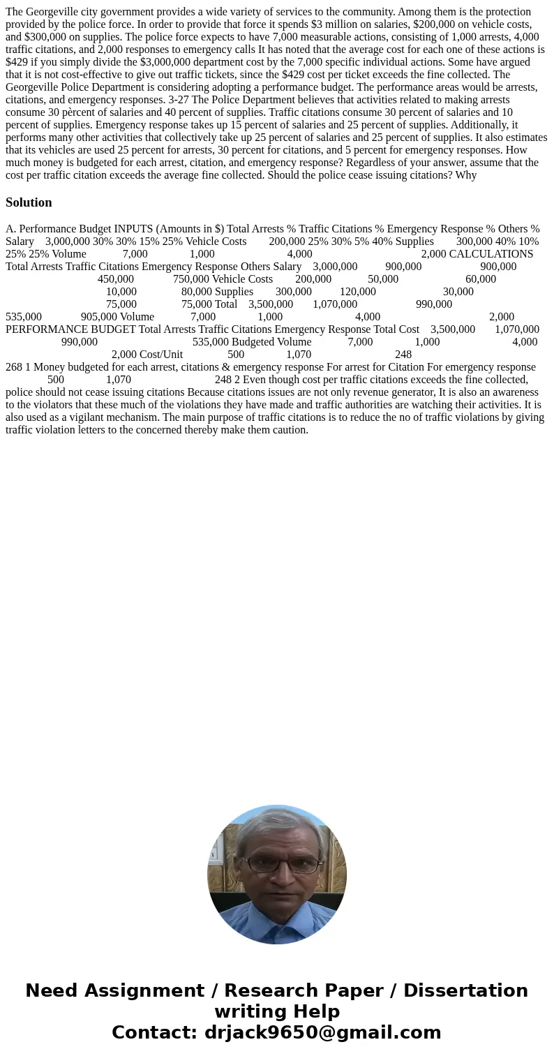 The Georgeville city government provides a wide variety of services to the community. Among them is the protection provided by the police force. In order to pr  The Georgeville city government provides a wide variety of services to the community. Among them is the protection provided by the police force. In order to pr