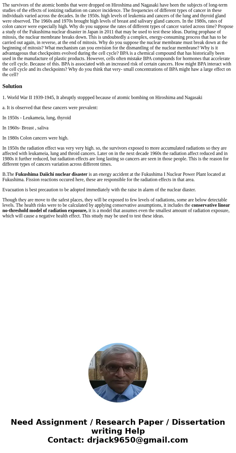 The survivors of the atomic bombs that were dropped on Hiroshima and Nagasaki have been the subjects of long-term studies of the effects of ionizing radiation   The survivors of the atomic bombs that were dropped on Hiroshima and Nagasaki have been the subjects of long-term studies of the effects of ionizing radiation