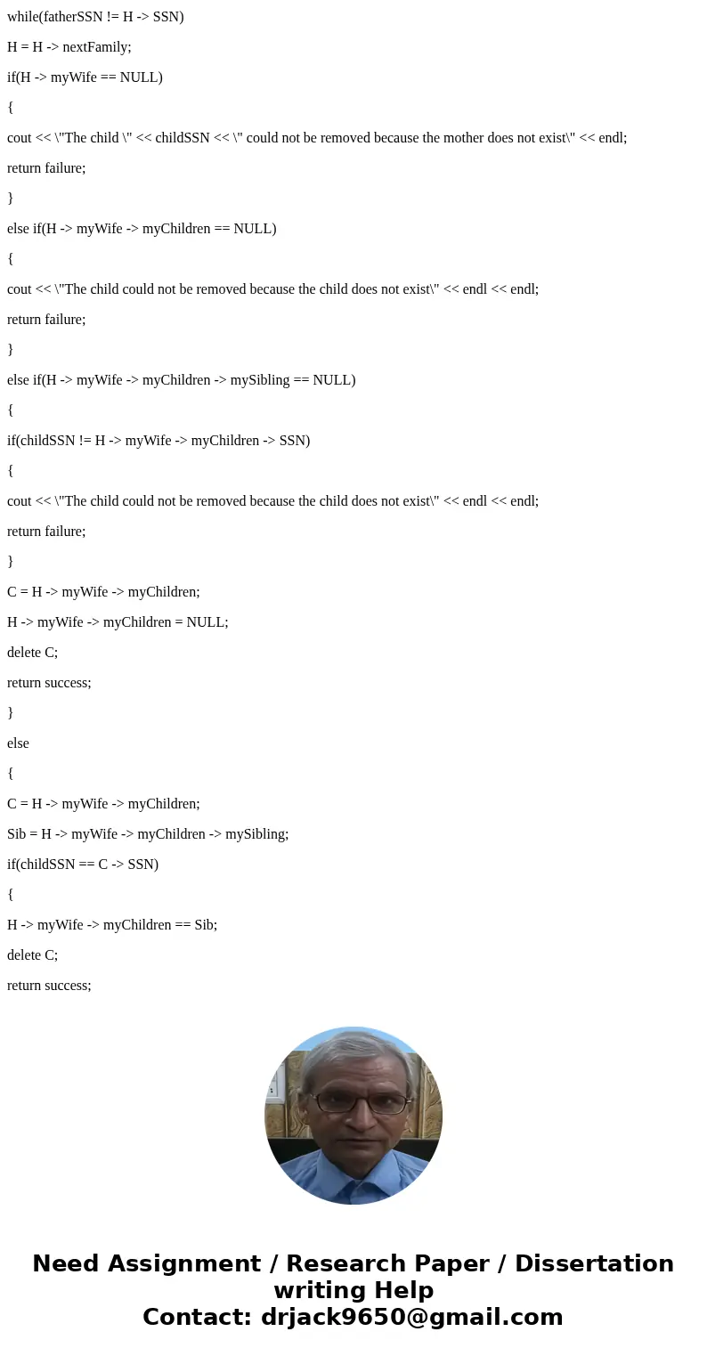 Write a program that creates a linked list of families. Each family contains a husband, his wife and a set of children. Each family is linked to another by a po