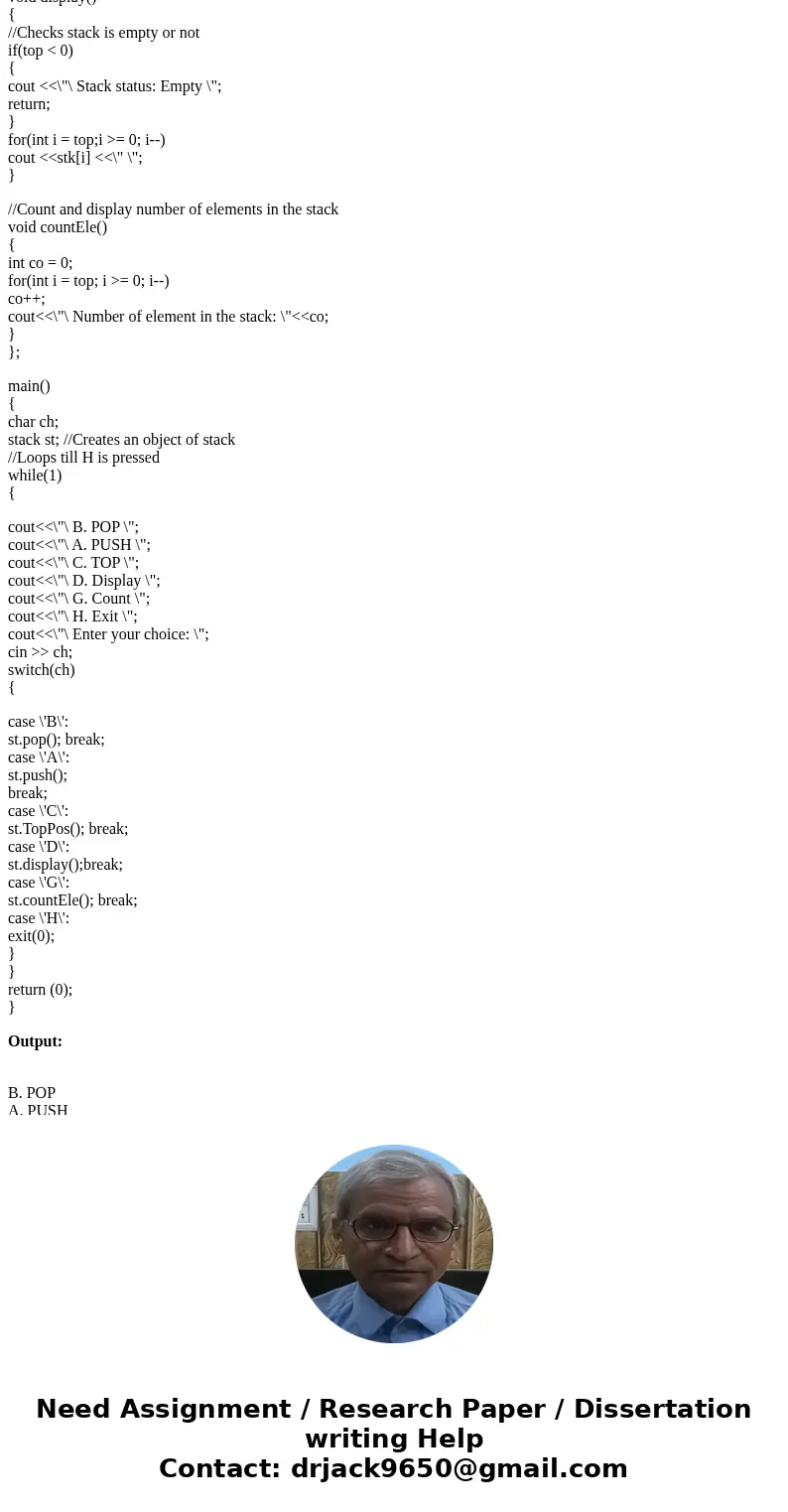 . Write a program that implements the stack ADT described in Section 3.4, “Stack ADT.” To test your implementation, write a menu-driven user interface to test e