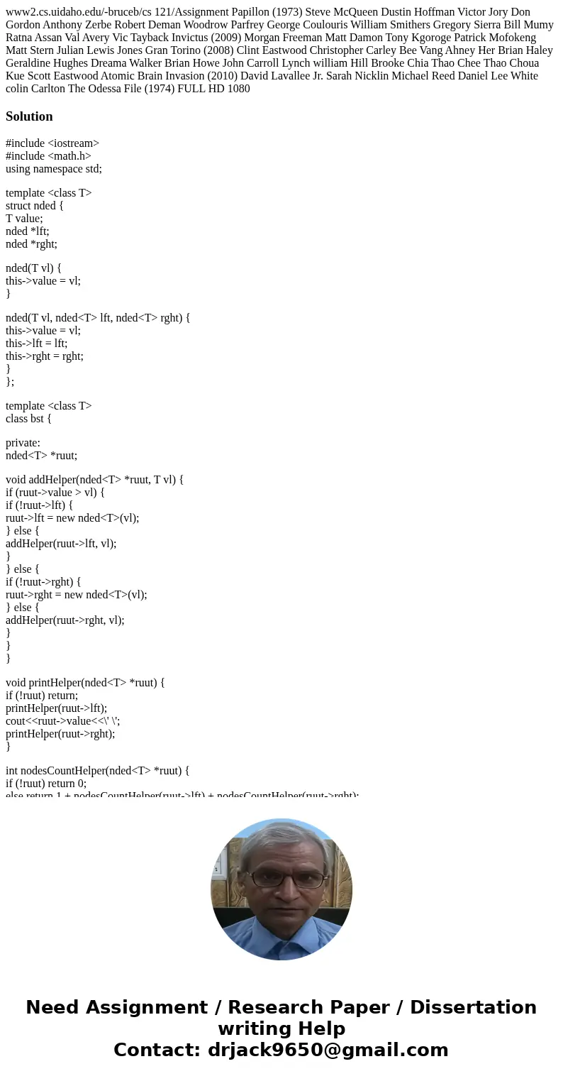  www2.cs.uidaho.edu/-bruceb/cs 121/Assignment Papillon (1973) Steve McQueen Dustin Hoffman Victor Jory Don Gordon Anthony Zerbe Robert Deman Woodrow Parfrey Geo