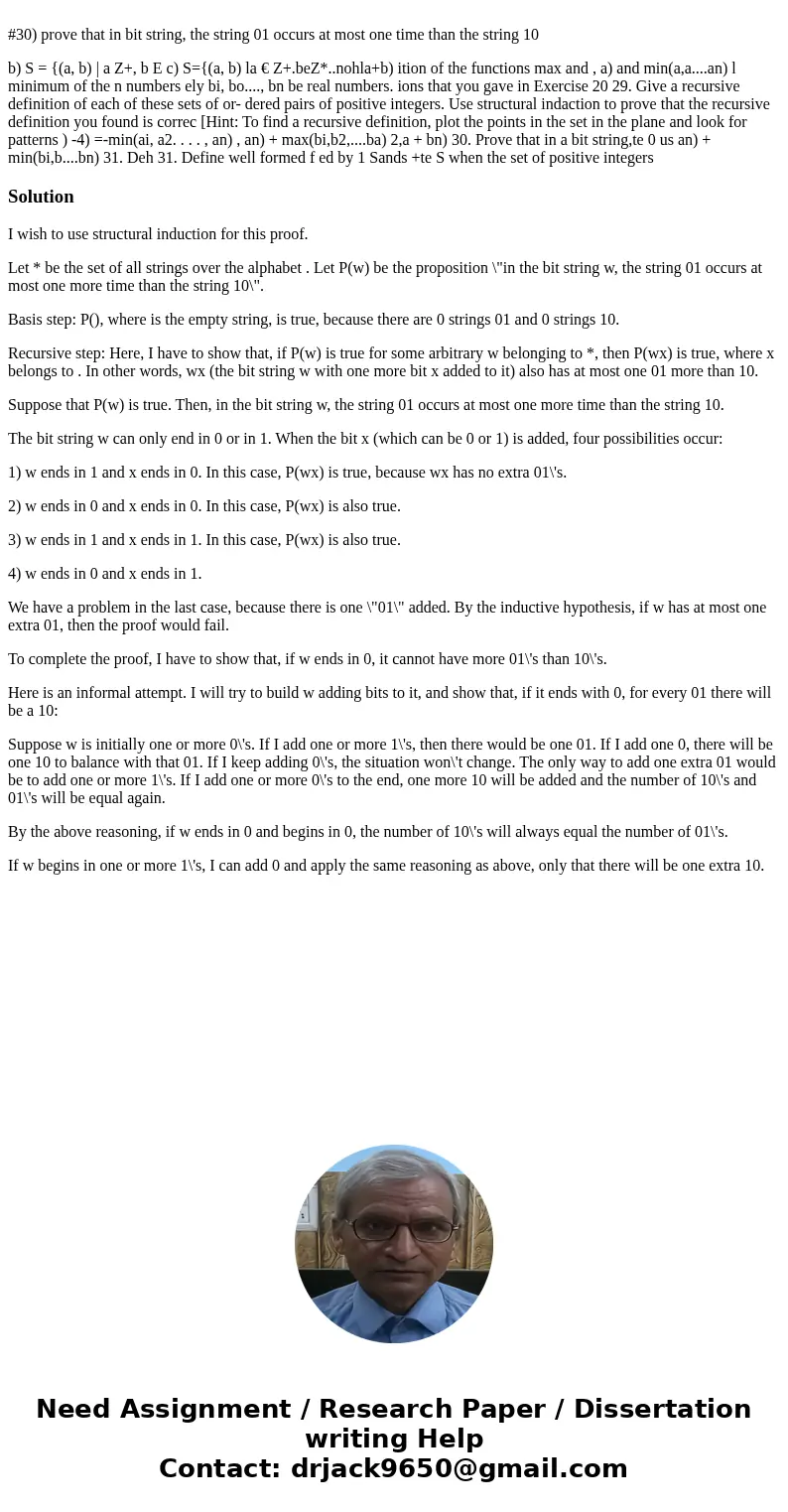 #30) prove that in bit string, the string 01 occurs at most one time than the string 10 b) S = {(a, b) | a Z+, b E c) S={(a, b) la € Z+.beZ*..nohla+b) ition of  #30) prove that in bit string, the string 01 occurs at most one time than the string 10 b) S = {(a, b) | a Z+, b E c) S={(a, b) la € Z+.beZ*..nohla+b) ition of