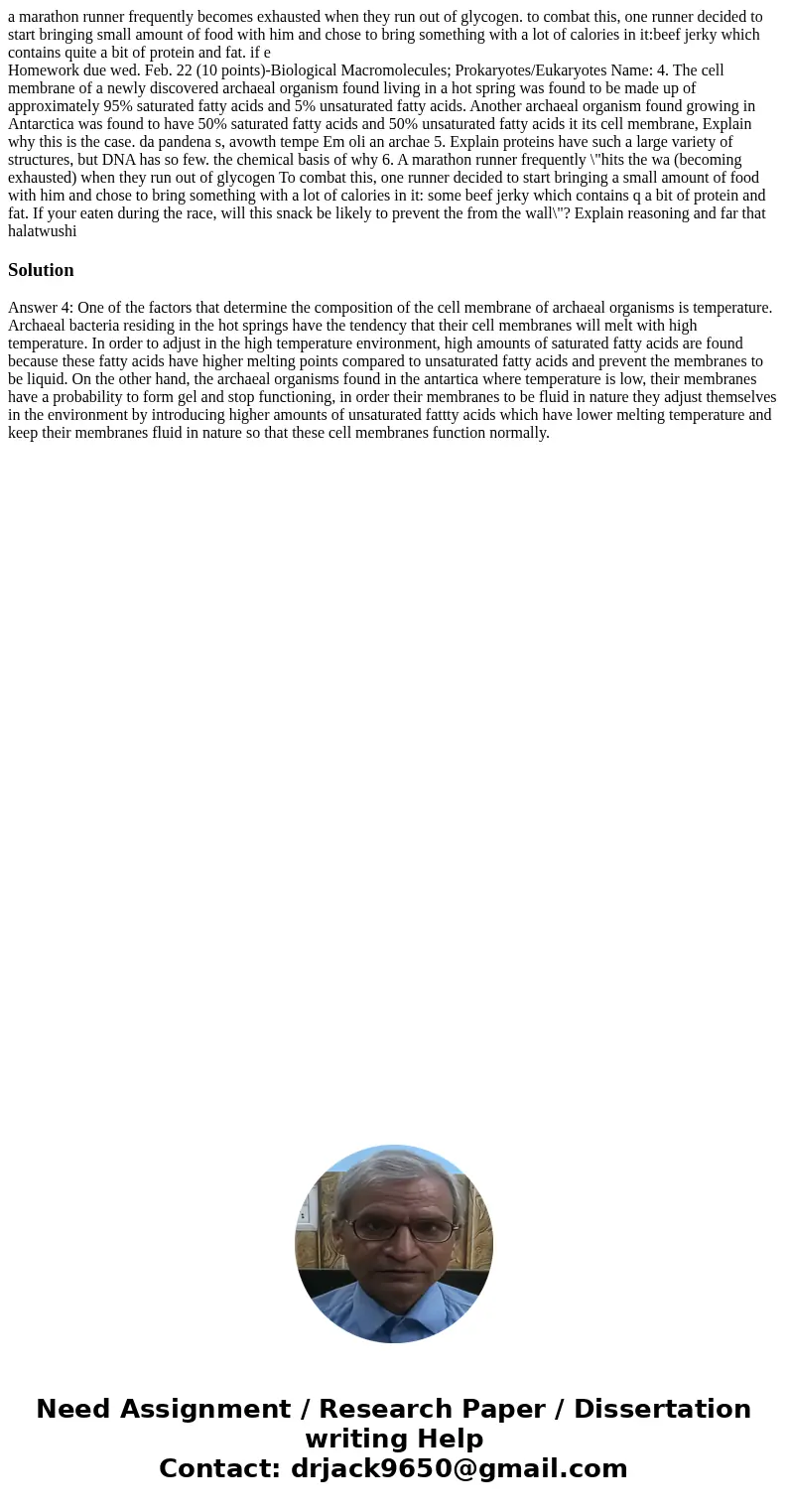 a marathon runner frequently becomes exhausted when they run out of glycogen. to combat this, one runner decided to start bringing small amount of food with him