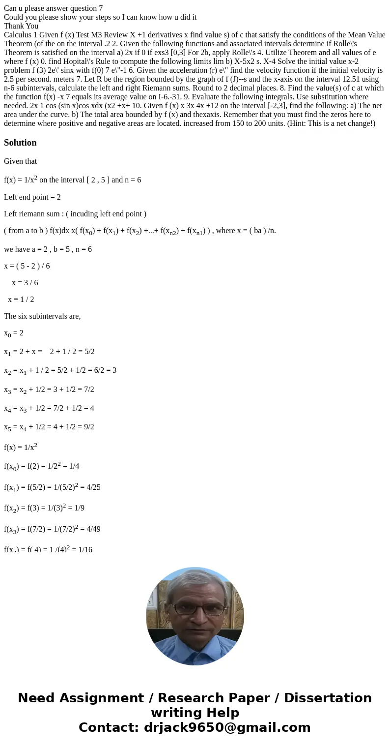 Can u please answer question 7 Could you please show your steps so I can know how u did it Thank You Calculus 1 Given f (x) Test M3 Review X +1 derivatives x fi Can u please answer question 7 Could you please show your steps so I can know how u did it Thank You Calculus 1 Given f (x) Test M3 Review X +1 derivatives x fi