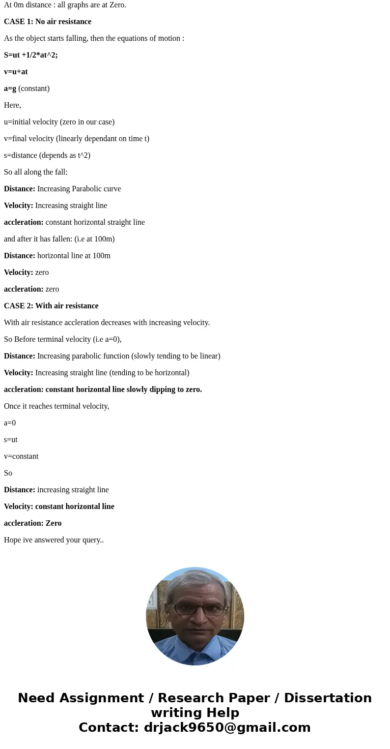 Complete Table 2. Describe each graph generated by the simulation. Table 2 Fallen (m) Describe Distance Curve Velocity Curve Acceleration Curve 0 5 ---Select---