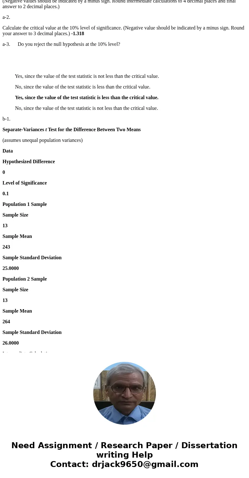 Consider the following competing hypotheses and accompanying sample data drawn independently from normally distributed populations. Use Table 2. Calculate the v