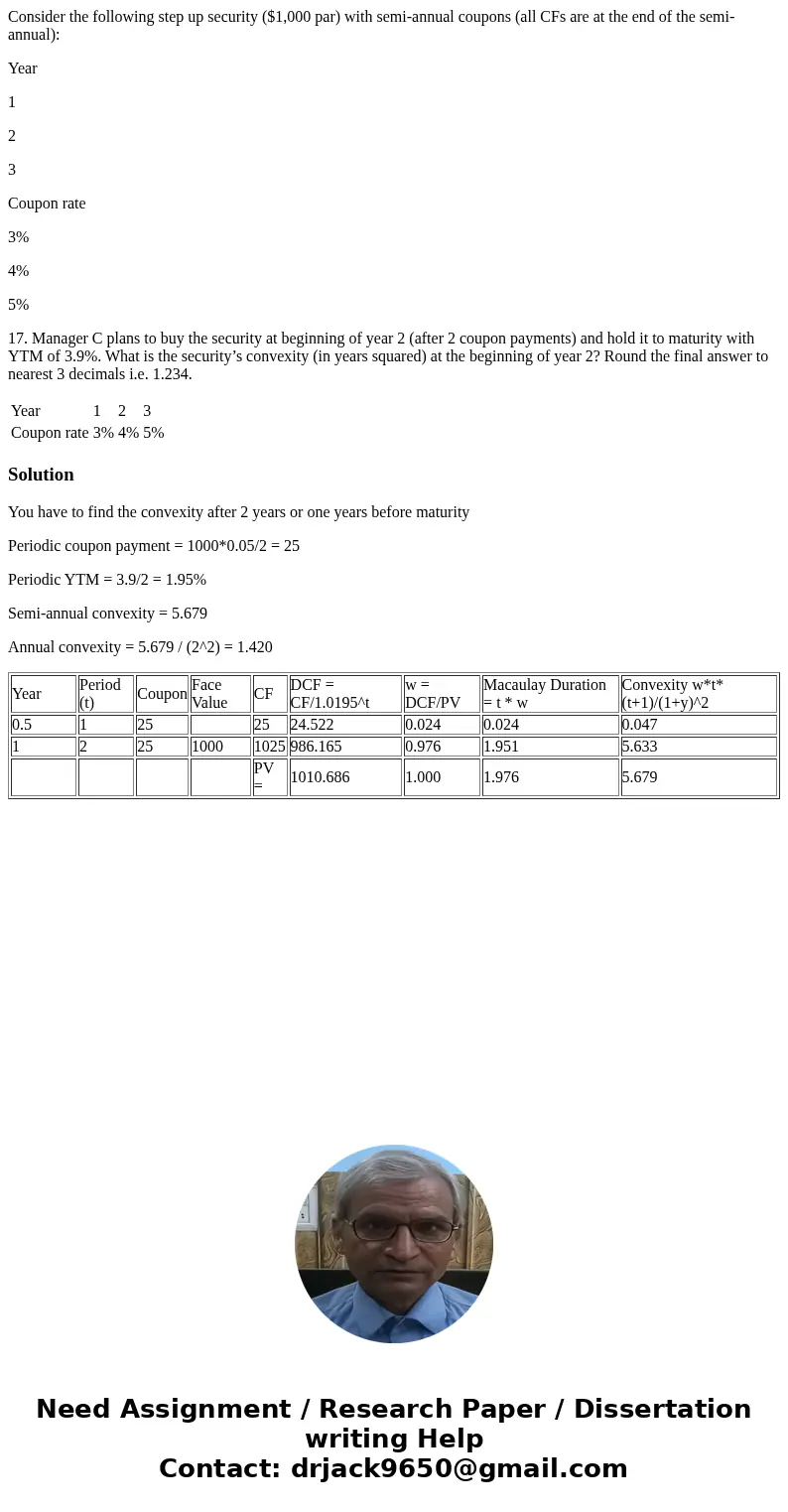 Consider the following step up security ($1,000 par) with semi-annual coupons (all CFs are at the end of the semi-annual): Year 1 2 3 Coupon rate 3% 4% 5% 17. M Consider the following step up security ($1,000 par) with semi-annual coupons (all CFs are at the end of the semi-annual): Year 1 2 3 Coupon rate 3% 4% 5% 17. M