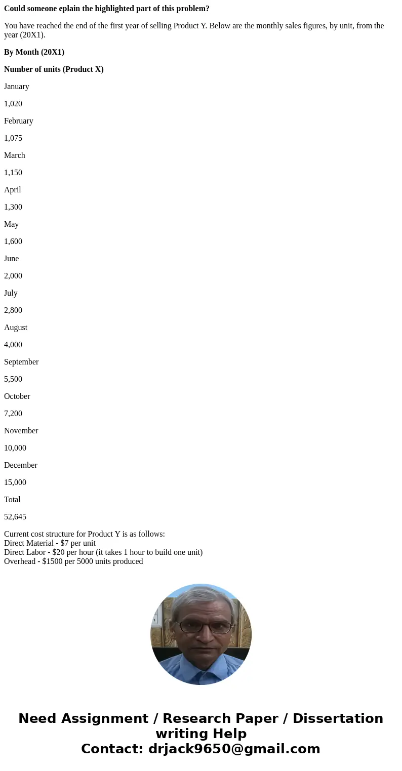 Could someone eplain the highlighted part of this problem? You have reached the end of the first year of selling Product Y. Below are the monthly sales figures, Could someone eplain the highlighted part of this problem? You have reached the end of the first year of selling Product Y. Below are the monthly sales figures,