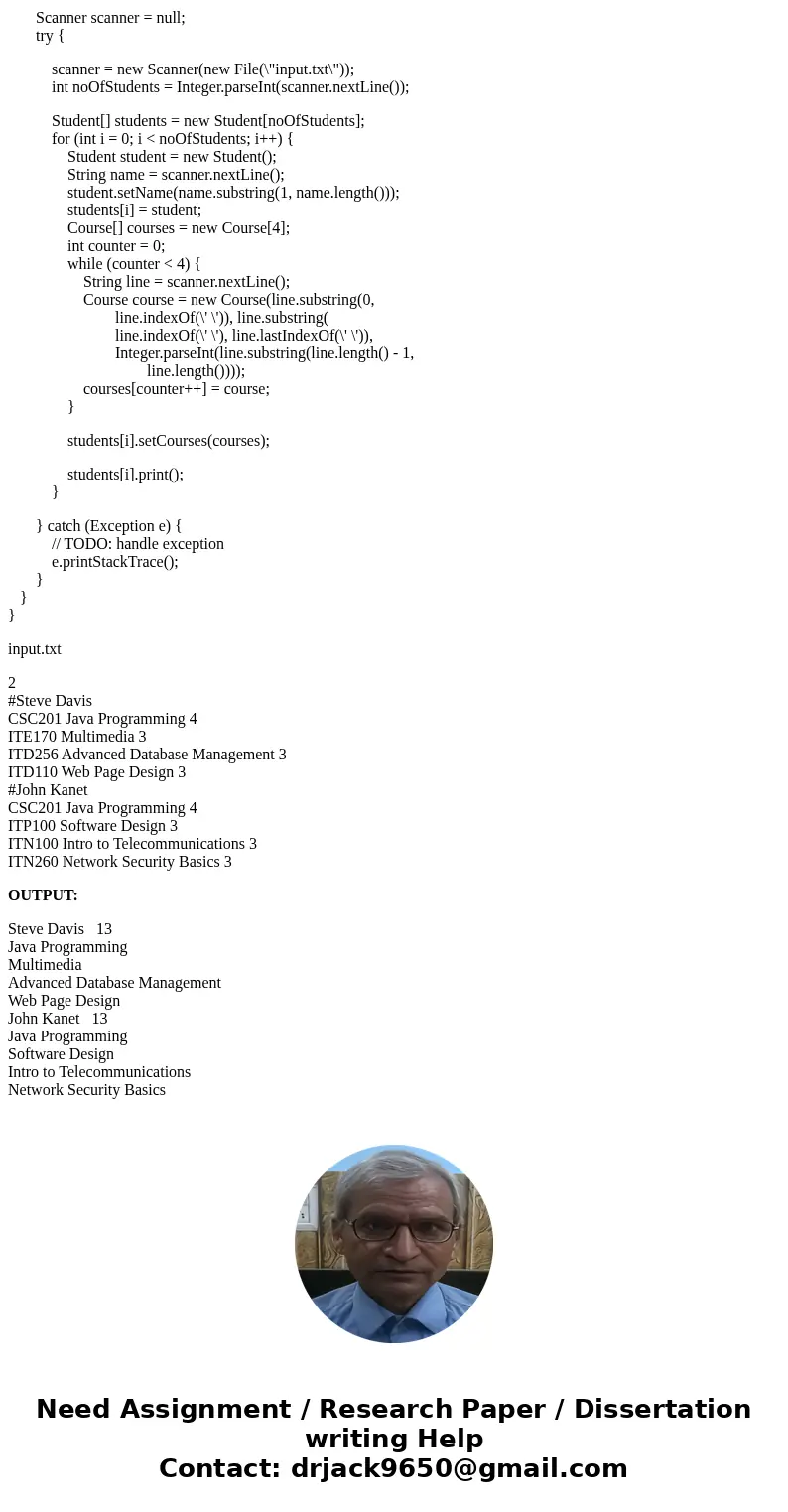 Design a class named Course. The class contains: Private data fields, including courseNumber, courseTitle, and creditHours Getter and setter methods for all dat Design a class named Course. The class contains: Private data fields, including courseNumber, courseTitle, and creditHours Getter and setter methods for all dat