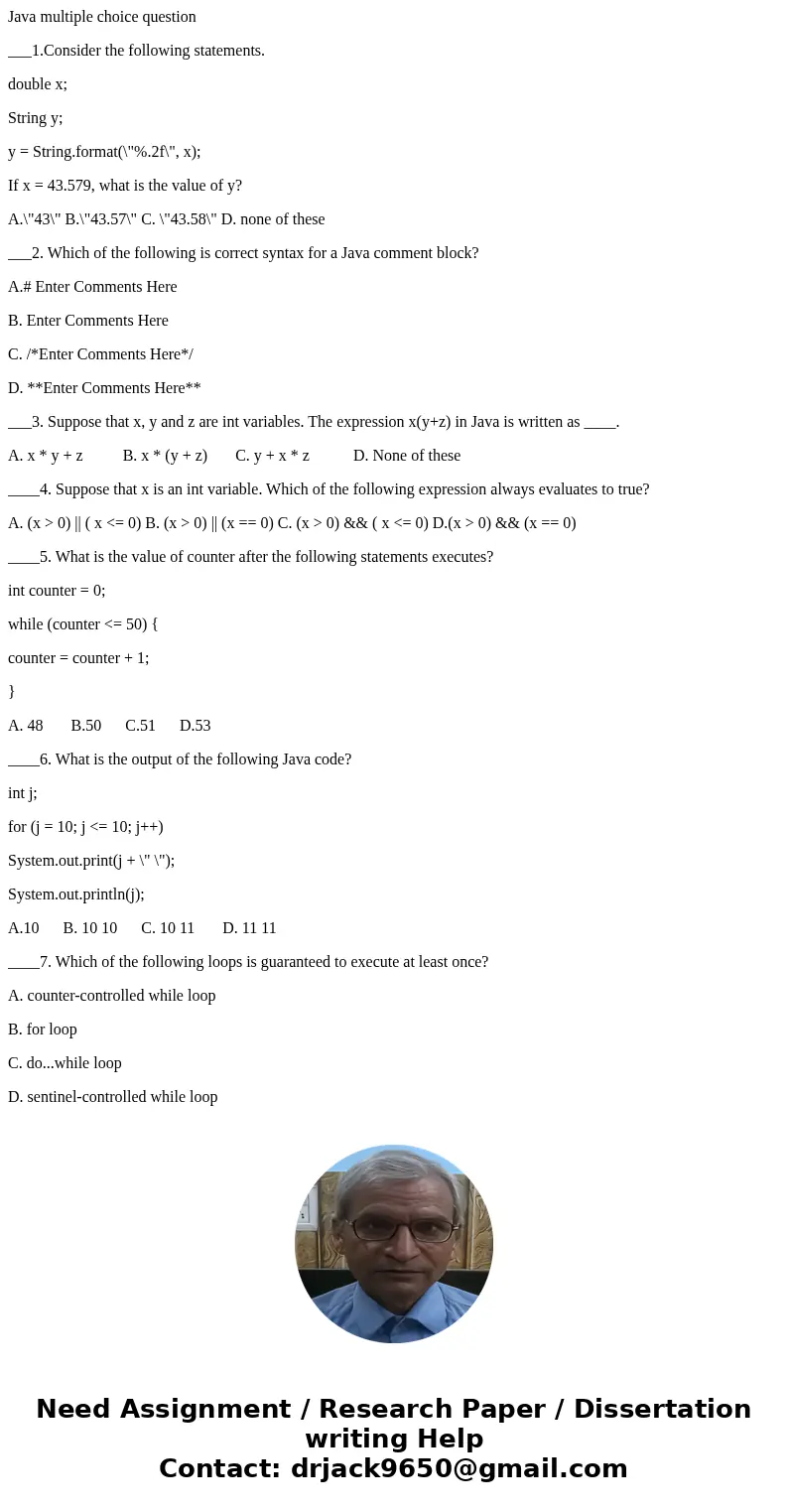 Java multiple choice question ___1.Consider the following statements. double x; String y; y = String.format(\ Java multiple choice question ___1.Consider the following statements. double x; String y; y = String.format(\