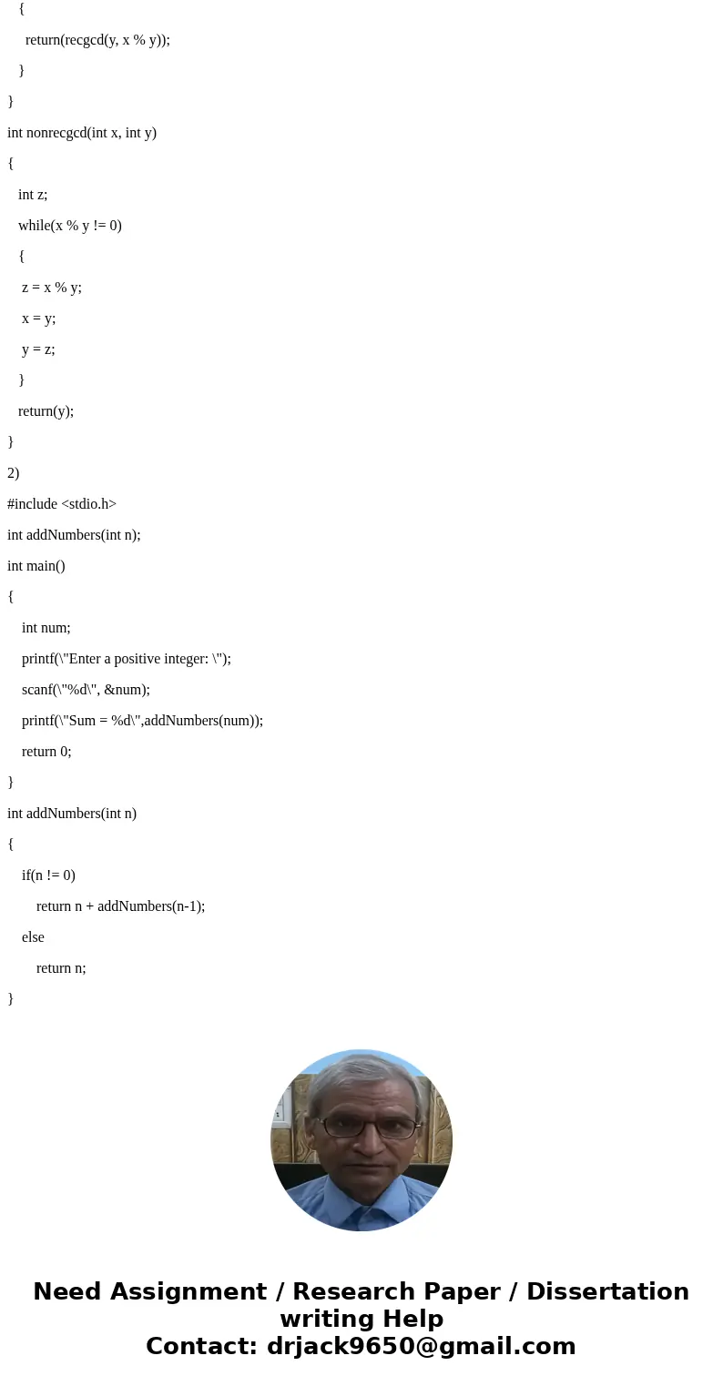 Part 1. Implement the recursive algorithms in the notes titled Recursion1: factorial, sum, Fibonacci, print, & palindrome. Part 2. Implement a recursive alg Part 1. Implement the recursive algorithms in the notes titled Recursion1: factorial, sum, Fibonacci, print, & palindrome. Part 2. Implement a recursive alg