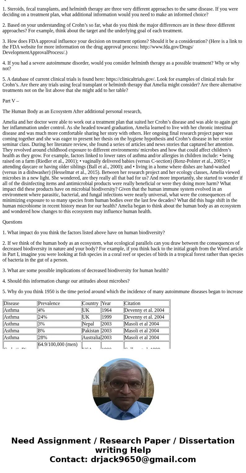 Part I – Antibiotics and the Human Microbiome Amelia and her family had just returned from a family vacation in Mexico. While there they had enjoyed an abundanc