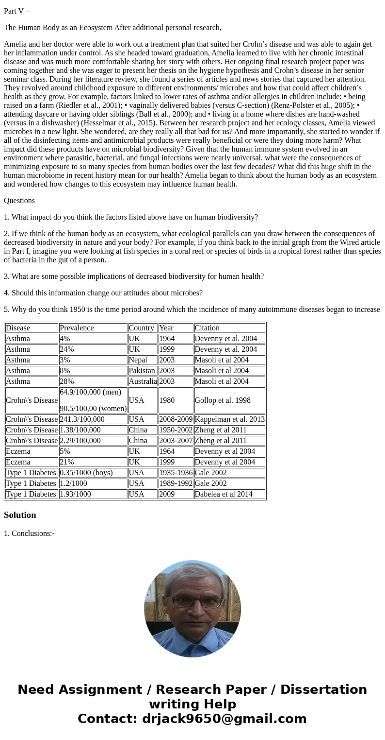 Part I – Antibiotics and the Human Microbiome Amelia and her family had just returned from a family vacation in Mexico. While there they had enjoyed an abundanc