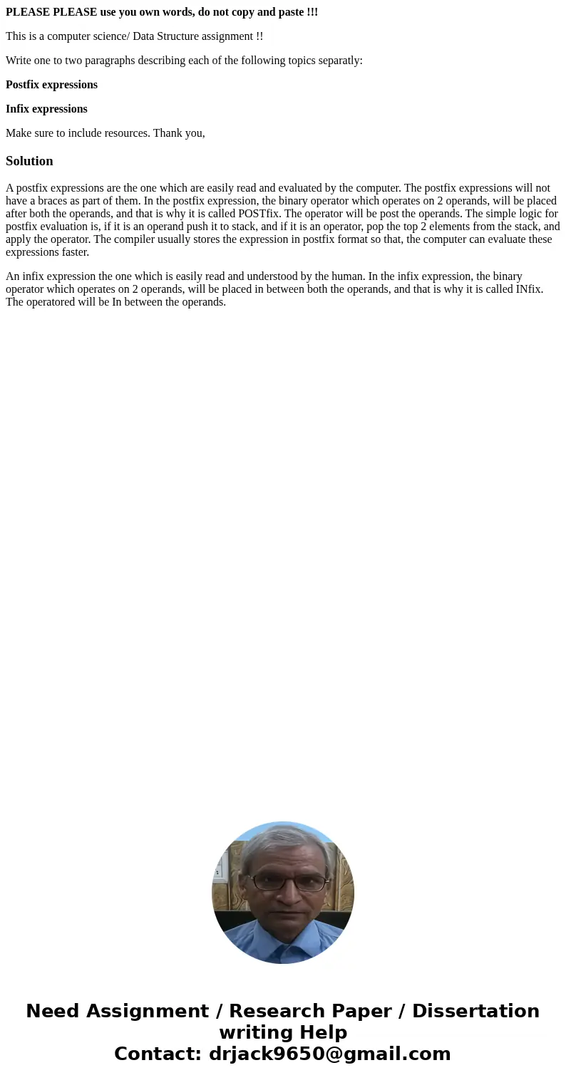 PLEASE PLEASE use you own words, do not copy and paste !!! This is a computer science/ Data Structure assignment !! Write one to two paragraphs describing each 